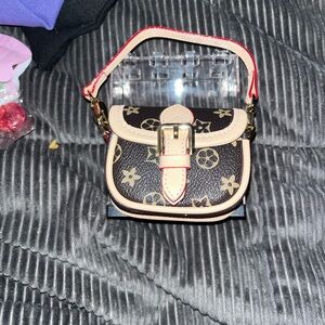 Designer-Inspired Brown and Cream Mini Shoulder Bag